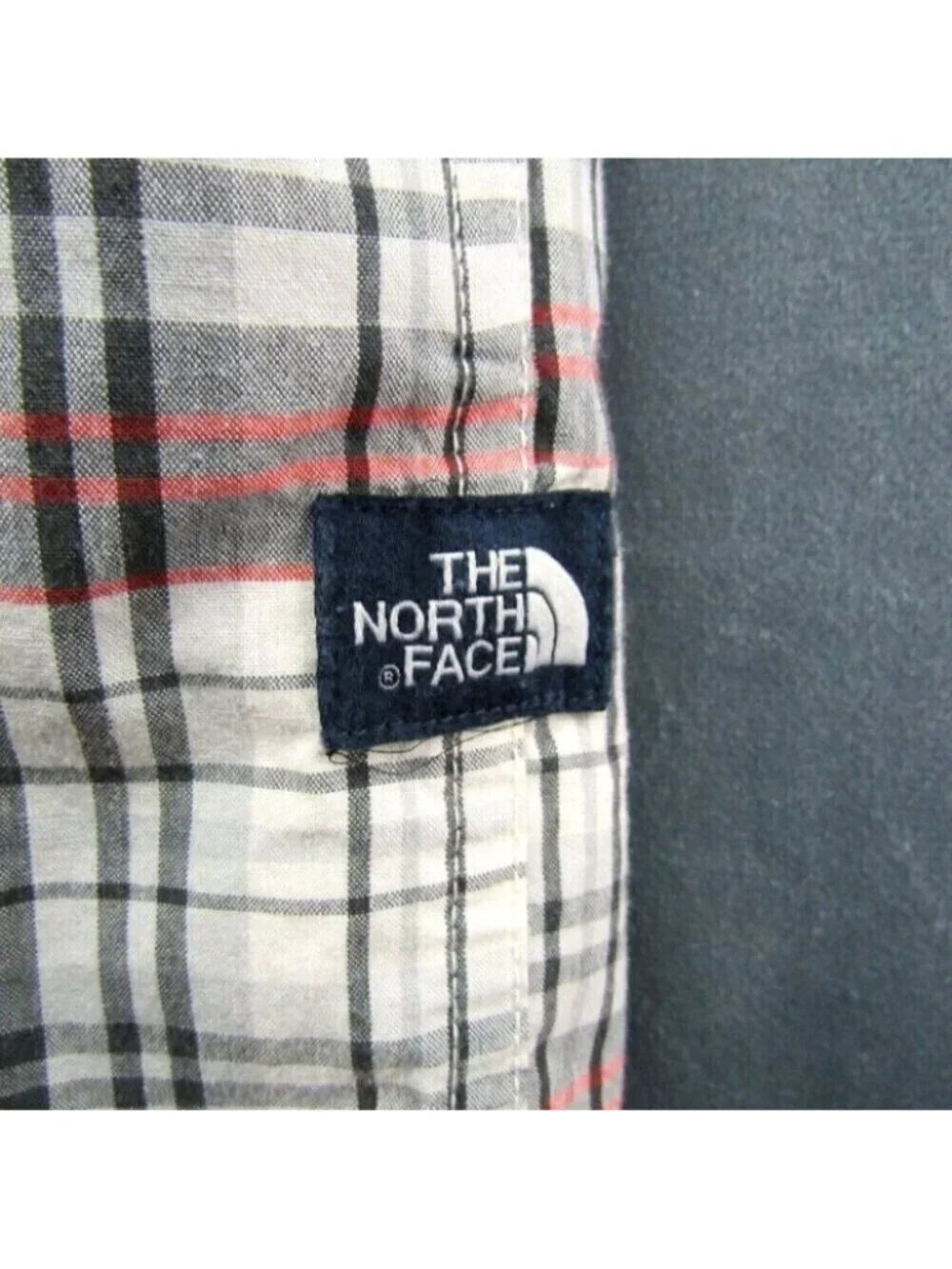 The North Face Red Blue Plaid Short Sleeve Button Up Shirt Mens Size L